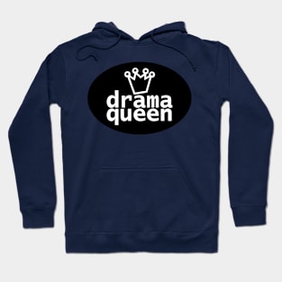 Drama Queen and Crown on Black Oval Hoodie